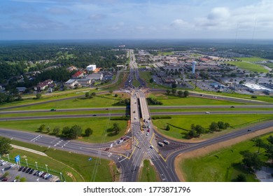 Aerial View Of A Diverging Diamond Interchange On The Alabama Gulf Coast 