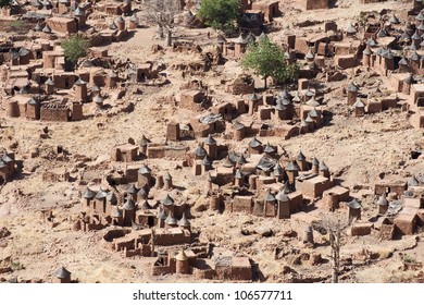 Aerial View Of A Dogon Village, Mali, Africa.