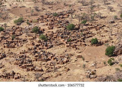 Aerial View Of A Dogon Village, Mali, Africa.