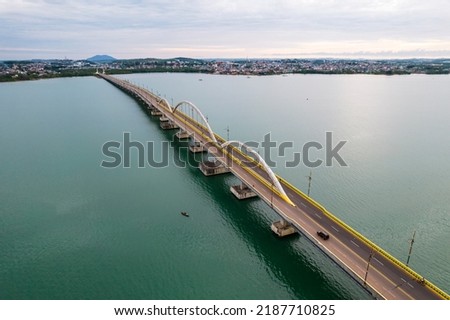 aerial view of dompak bridge, TanjungPinang, Bintan, Riau Island