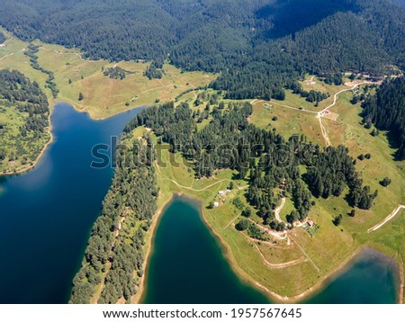 Aerial view of Dospat Reservoir, Smolyan Region, Bulgaria