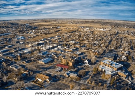 Aerial View of Douglas, Wyoming in Winter
