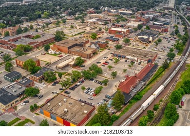 Aerial View Of Downtown Ames, Iowa During Summer