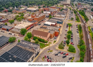 Aerial View Of Downtown Ames, Iowa During Summer