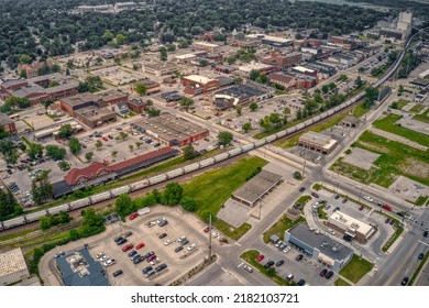 Aerial View Of Downtown Ames, Iowa During Summer