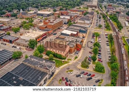 Aerial View of downtown Ames, Iowa during Summer