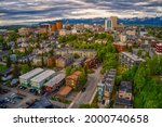 Aerial View of the downtown Anchorage, Alaska Skyline during Summer