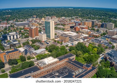 Aerial View Of Downtown Ann Arbor, Michigan In Summer