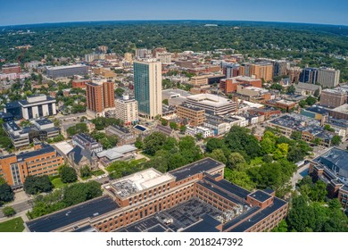 Aerial View Of Downtown Ann Arbor, Michigan In Summer