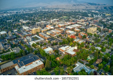 Aerial View of Downtown Bozeman, Montana in Summer