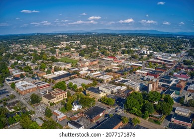 Aerial View Of Downtown Cleveland, Tennessee In Summer