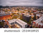 Aerial View of Downtown Eugene, Oregon on a Cloudy Morning