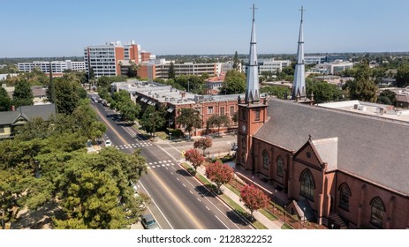 Aerial view of downtown Fresno, California, USA.