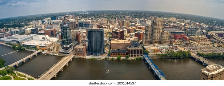 Aerial View Of Downtown Grand Rapids, Michigan During Summer