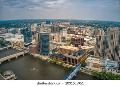 Aerial View Of Downtown Grand Rapids, Michigan During Summer