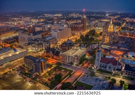 Aerial View of Downtown Lansing, Michigan during Summer