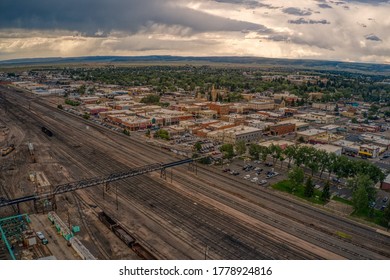 Aerial View Of Downtown Laramie, Wyoming In Summer