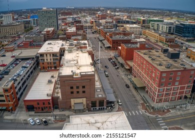 Aerial View Of Downtown Lincoln, Nebraska At Twilight