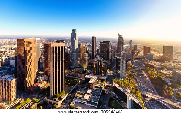 Aerial View Downtown Los Angeles Stock Photo (Edit Now) 705946408