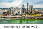 Aerial view of downtown Louisville, Kentucky from the Ohio River