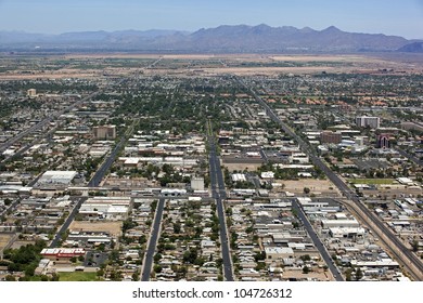 Aerial View Of Downtown Mesa, Arizona Looking North