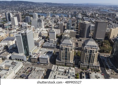 Aerial View Of Downtown Oakland, California.