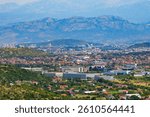 Aerial view of downtown Podgorica, the capital city of Montenegro in the Balkans