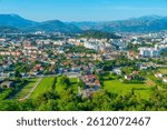 Aerial view of downtown Podgorica in Montenegro
