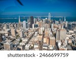 Aerial view of Downtown San Francisco skyline on a sunny day, California.