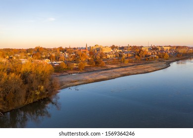 Aerial View Of Downtown St Charles Missouri From The Missouri River