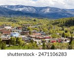 Aerial View of Downtown Steamboat Springs, Colorado, in the spring