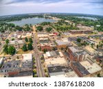 Aerial View of Downtown Warsaw, Indiana