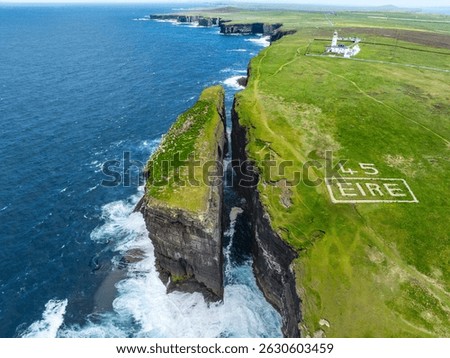 Aerial view of the dramatic cliffs of Loop Head