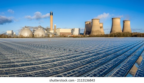 An Aerial View Of Drax Power Station And The Greenhouses That Grow Salad And Vegetables From The Excess Heat That The Power Station Uses