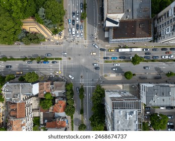 Aerial view from a drone to a road traffic in the Varna city, timelapse - Powered by Shutterstock