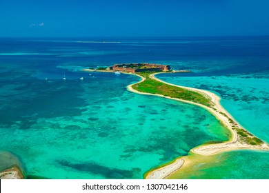 Aerial View Of Dry Tortugas National Park, Fort Jefferson. Florida. USA. 