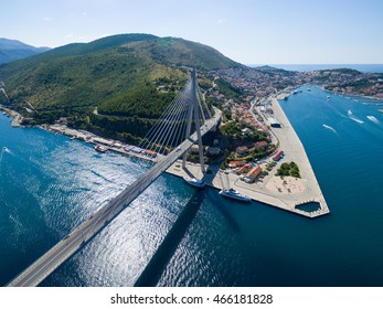 Aerial View Of Dubrovnik Bridge - Entrance To The City.