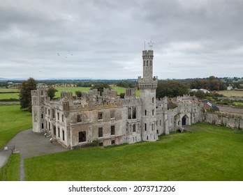 Aerial view of Duckett's Grove castle ruins. Co. Carlow, Ireland. October 2021
