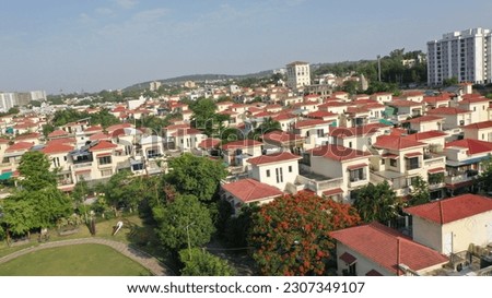 Aerial view of duplex housing complex in Bhopal, India