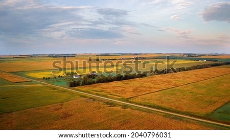 Aerial view of early Fall Farmland in South Dakota