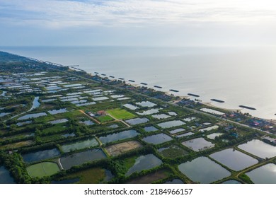 Aerial View Of East Coast Fishing Village Located In The South Of Thailand.