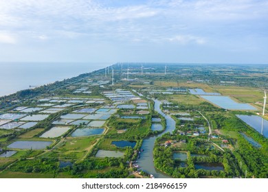 Aerial View Of East Coast Fishing Village Located In The South Of Thailand.