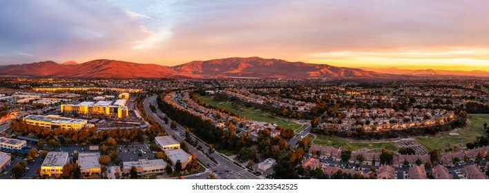 Aerial view of Eastlake Chula Vista, San Diego County, at sunset.  - Shutterstock ID 2233542525