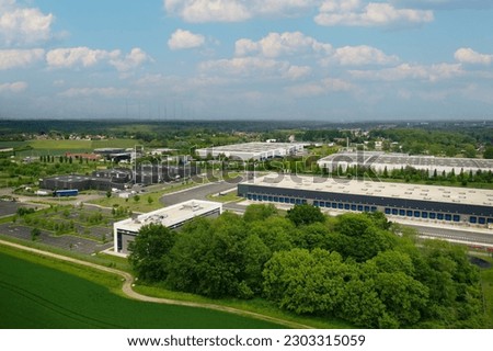 aerial view of an economic activity zone in Seine et Marne in France