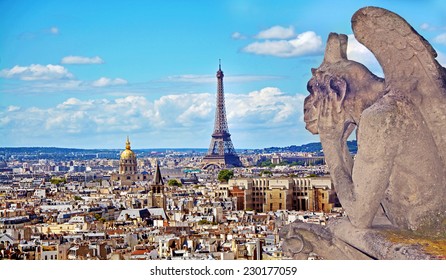 Aerial view of the Eiffel Tower from Notre Dame de Paris - Powered by Shutterstock