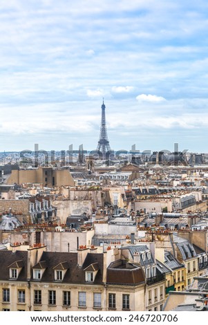 Similar – View of Paris with Eiffel tower silhouette at sunset