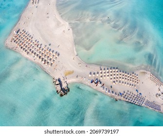 Aerial View Of Elafonissi Beach, Crete, Greece