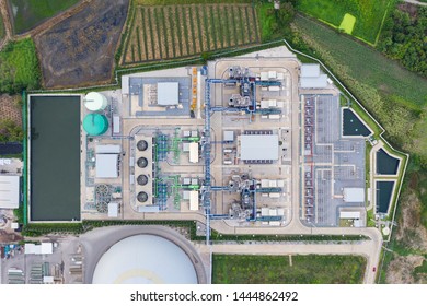 Aerial View Electric Power Plant Substation, Export-oriented Manufacturing Paper Packaging And Corrugated Industry