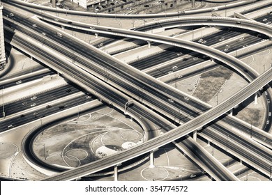 Aerial View Of Elevated Interstate Interchange.