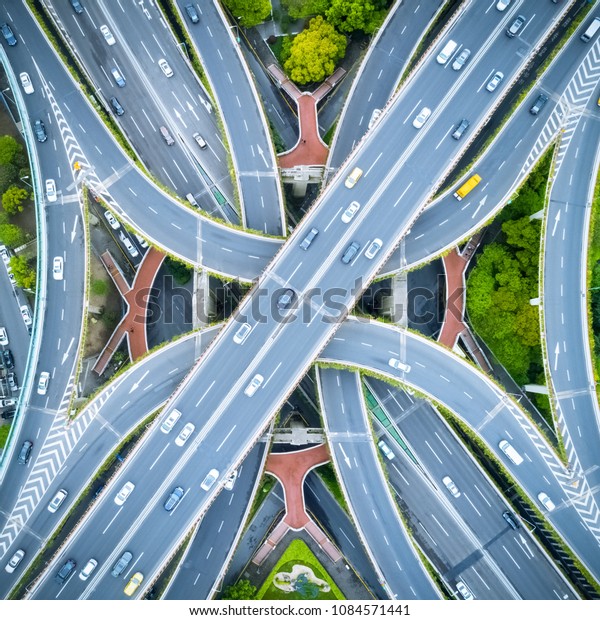 aerial view\
of elevated road junction in shanghai\
